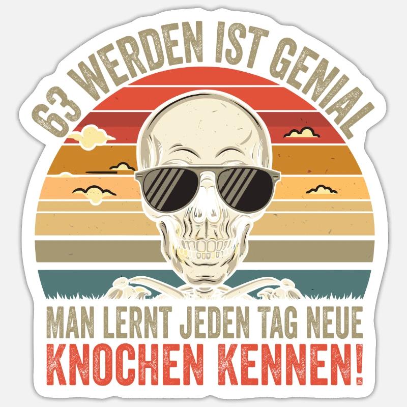 63e anniversaire - Sticker taille S (10 x 10 cm) - blanc mat