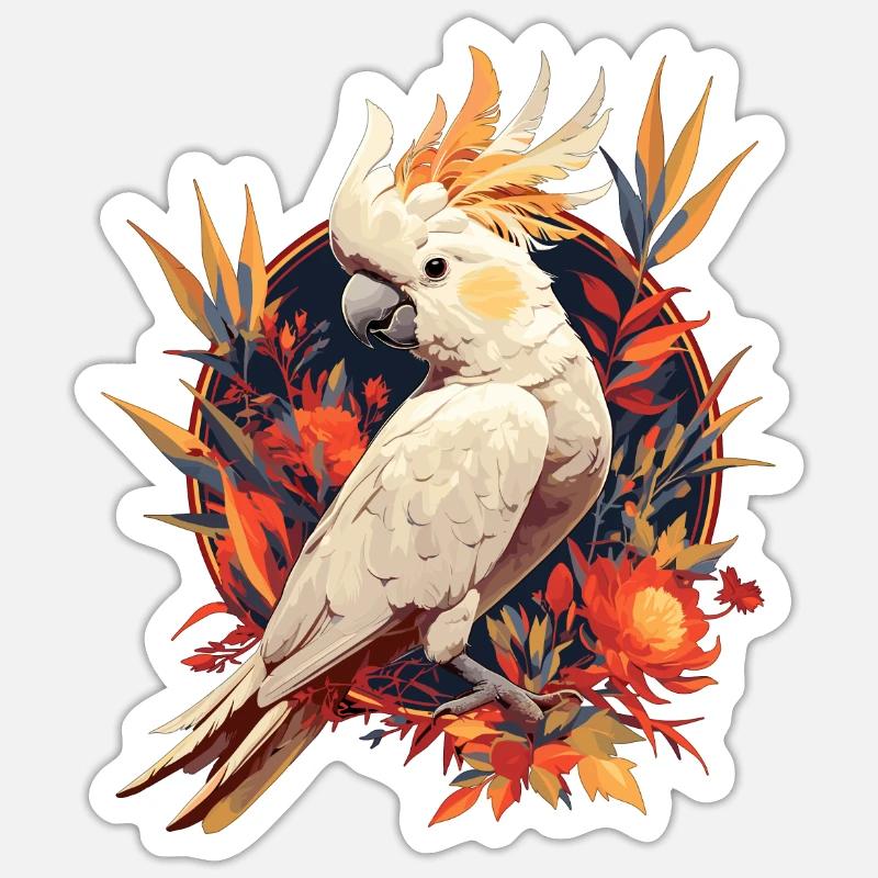 Cacatoès Cacatoès Cacatoès - Sticker taille S (10 x 10 cm) - blanc mat