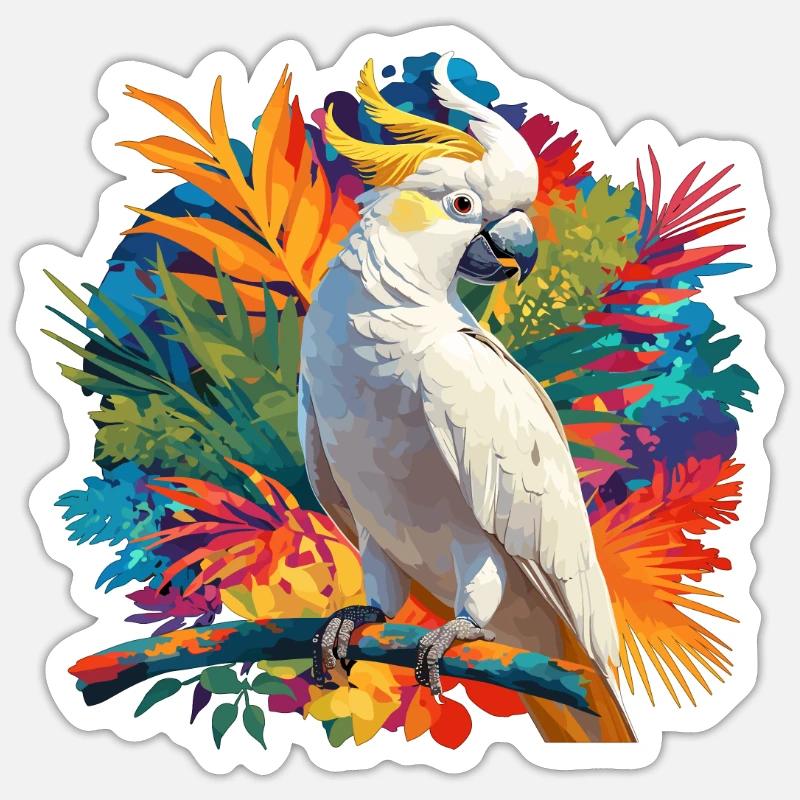 Cacatoès Cacatoès Cacatoès - Sticker taille S (10 x 10 cm) - blanc mat
