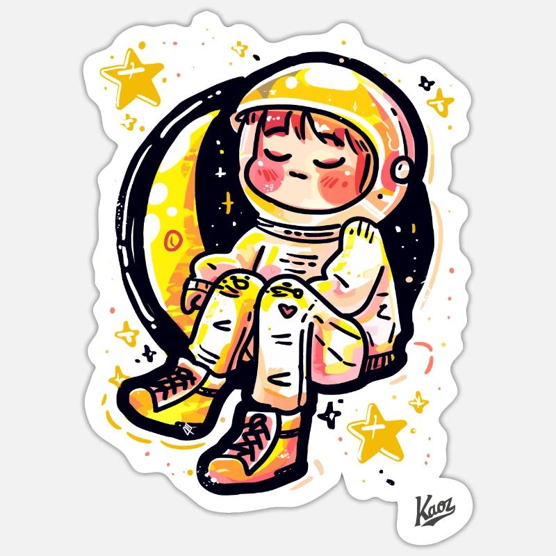 Astronaute détendu dans l’espace - Sticker taille S (10 x 10 cm) - blanc mat