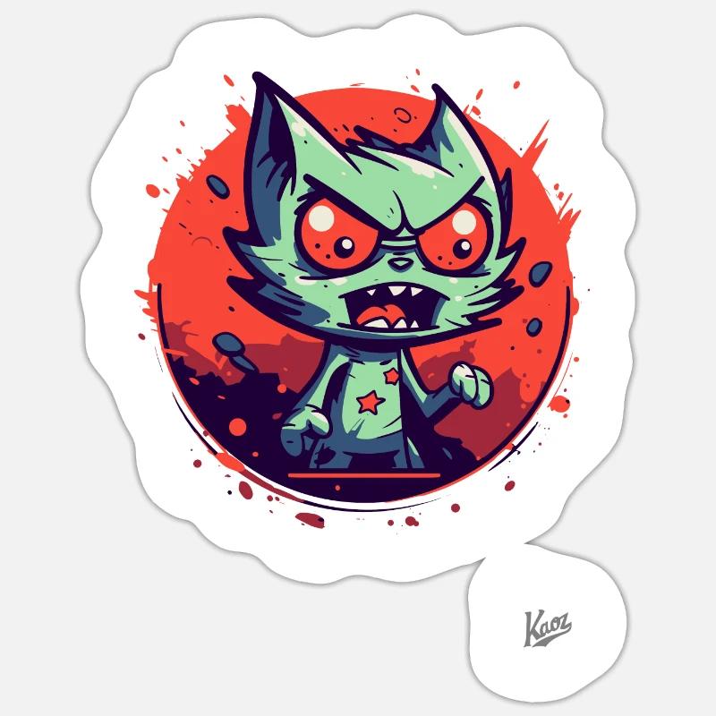 Crazy Funny Aggro Cat - Sticker size S (10 x 10 cm) - white matte