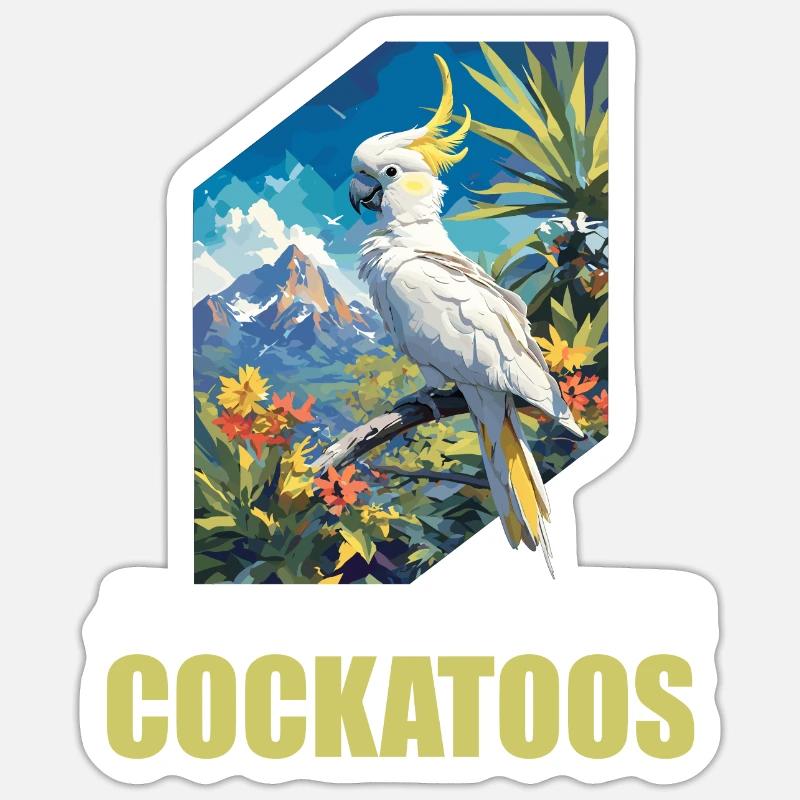 Cacatoès Cacatoès Cacatoès - Sticker taille S (10 x 10 cm) - blanc mat