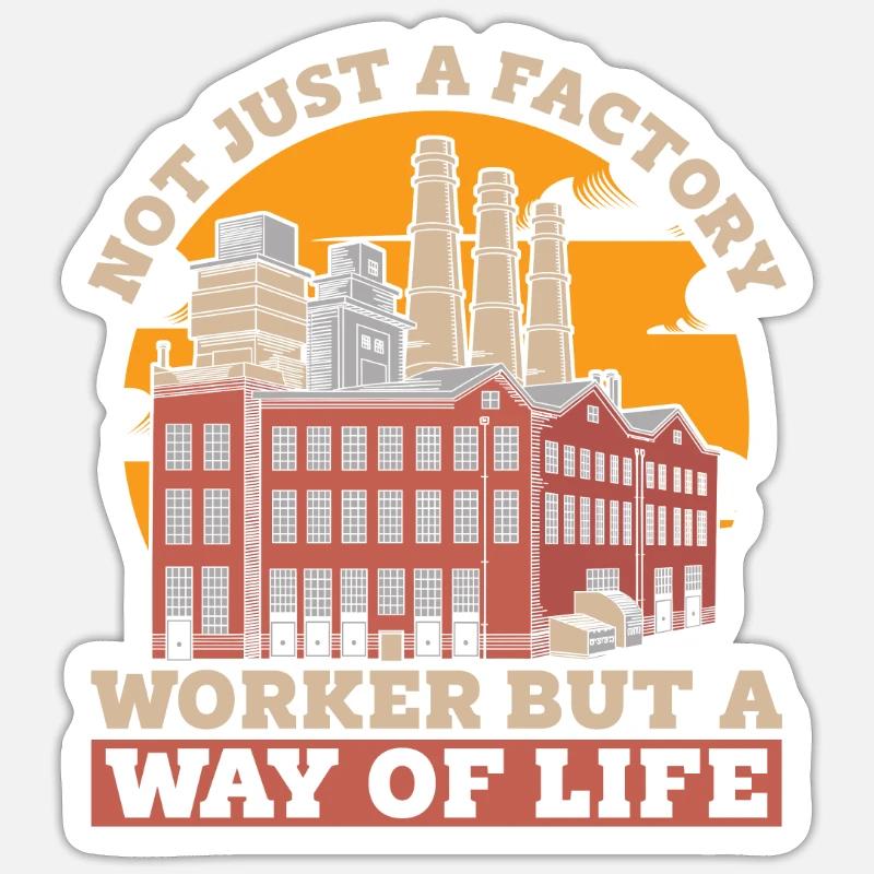 Fabrikarbeiter - Sticker Größe S (10 x 10 cm) - Mattweiß