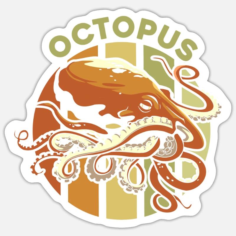 Rétro Céphalopode Octopodes Octopoda Lover Octopus Sticker taille S (10 x 10 cm)
