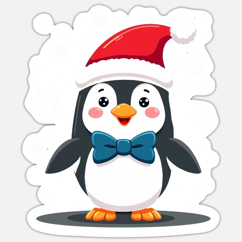 Pinguin Weihnachtshemd - Sticker Größe S (10 x 10 cm) - Mattweiß