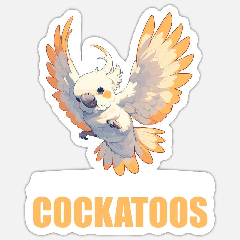 Cacatoès Cacatoès Cacatoès - Sticker taille S (10 x 10 cm) - blanc mat