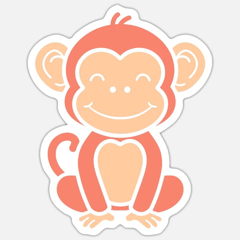 Pavian-Affe - Sticker Größe S (10 x 10 cm) - Mattweiß