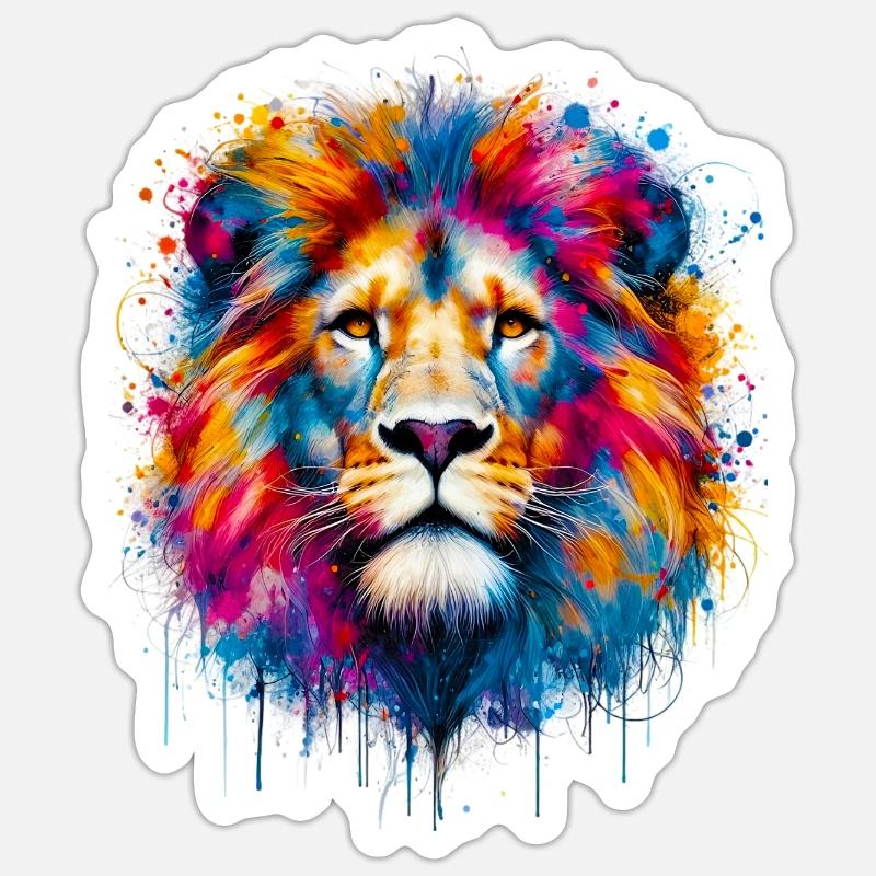 Löwe - Sticker Größe S (10 x 10 cm) - Mattweiß