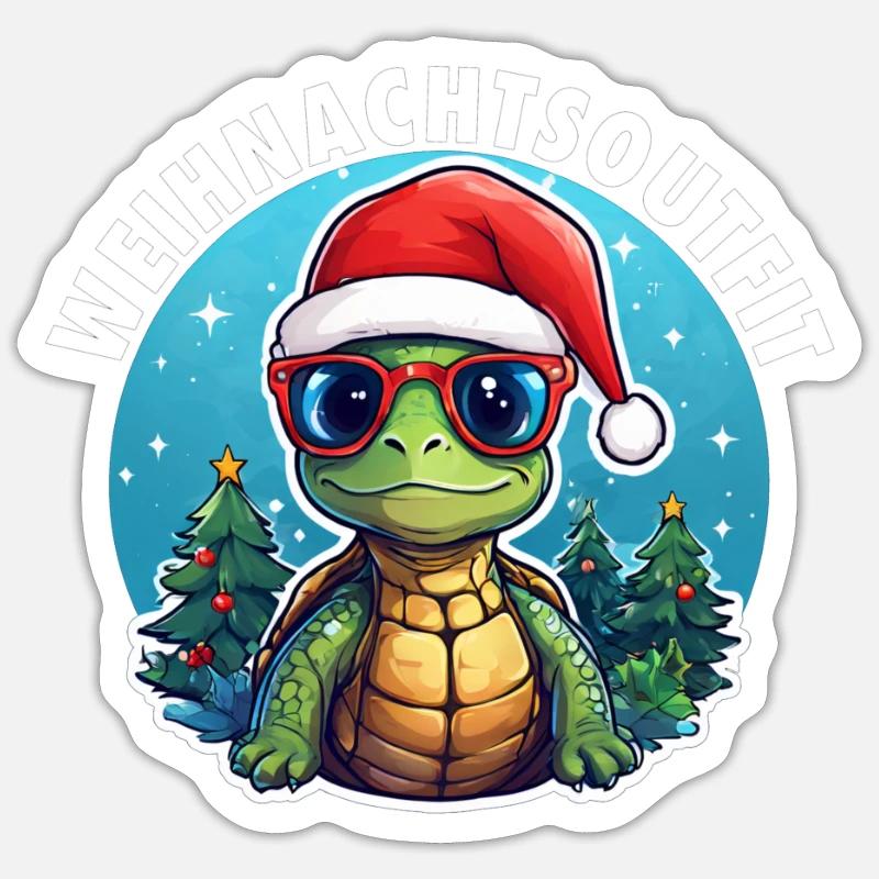 Turtle Christmas - Sticker size S (10 x 10 cm) - white matte