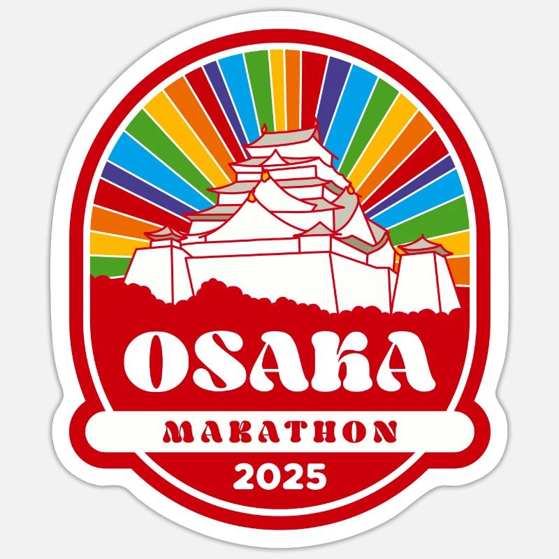 Osaka - Marathon - 2025 - Sticker taille S (10 x 10 cm) - blanc mat
