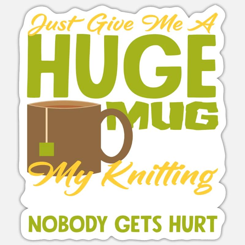 Knitting, tea and rest for harmony - Sticker size S (10 x 10 cm) - white matte