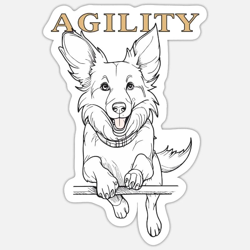 AGILITÉ DU CHIEN - Sticker taille S (10 x 10 cm) - blanc mat