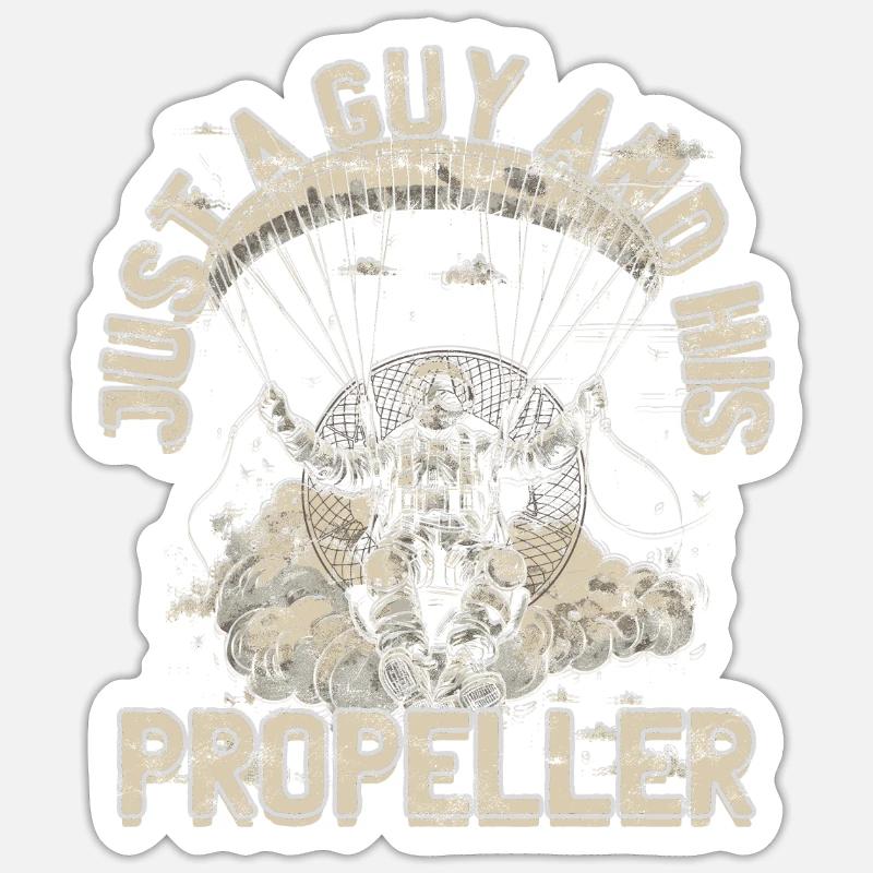 Paramotoring Just A Guy And His Propeller - Sticker Größe S (10 x 10 cm) - Mattweiß