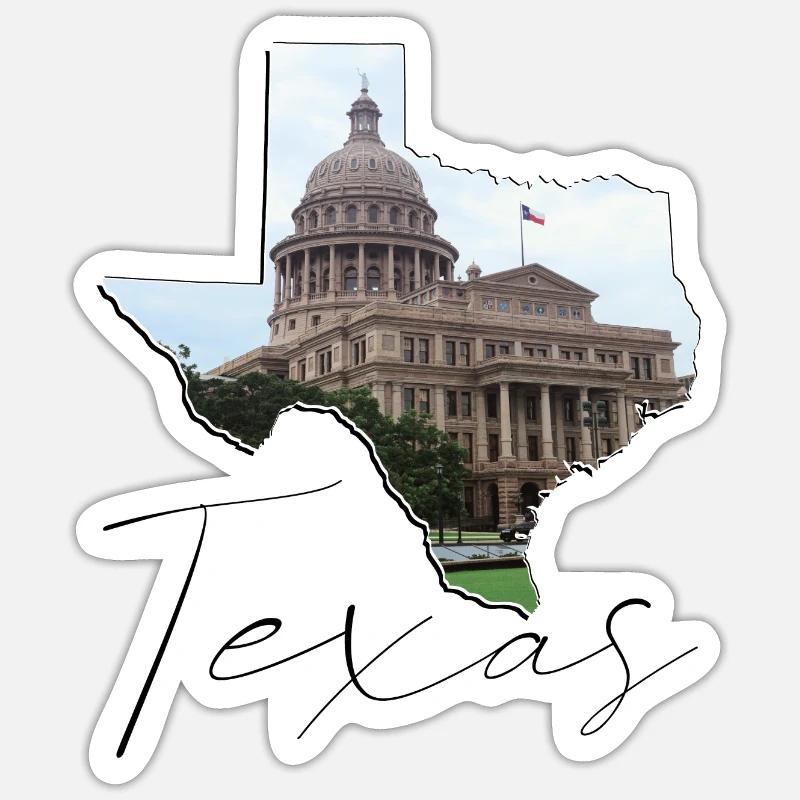 Texas State Capitol in Texas State Map TX Sticker size S (10 x 10 cm)