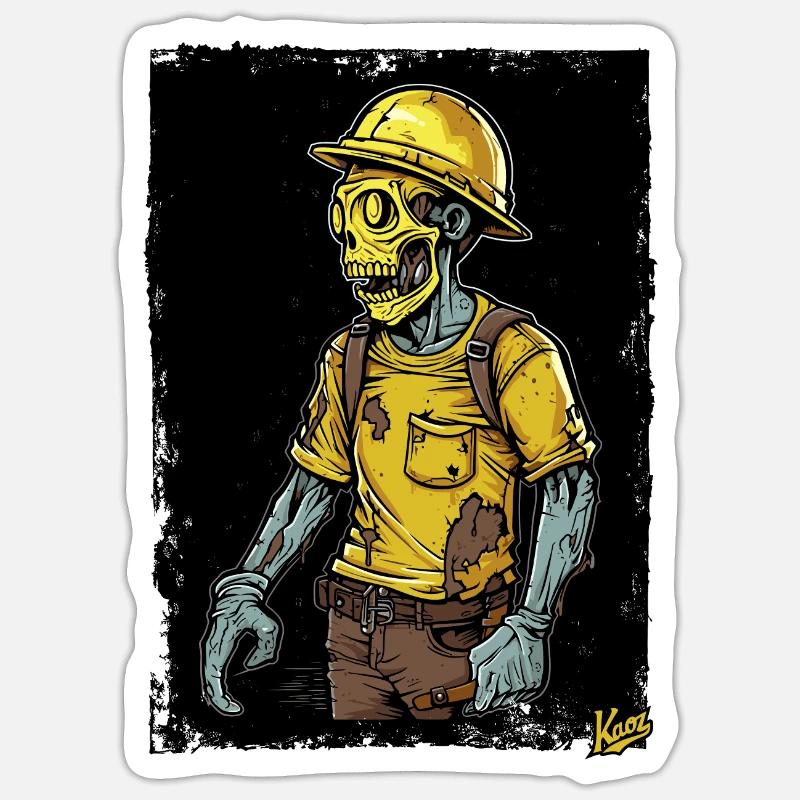 Construction Worker Zombie - Sticker size S (10 x 10 cm) - white matte