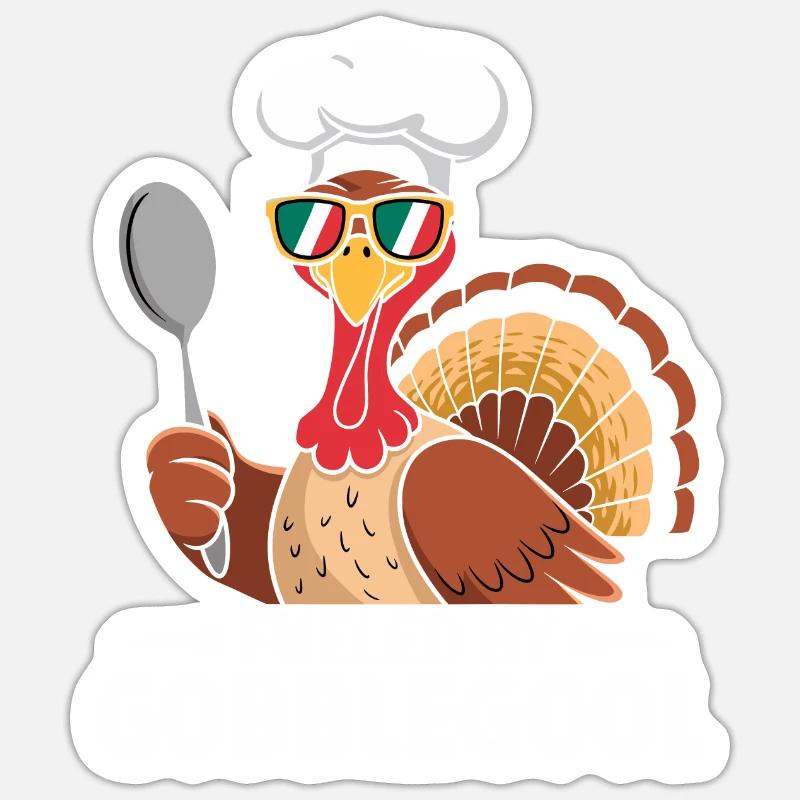 Dinde Thanksgiving Day Gobblegool - Sticker taille S (10 x 10 cm) - blanc mat
