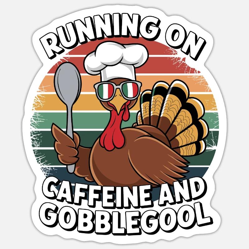 Dinde Thanksgiving Day Gobblegool - Sticker taille S (10 x 10 cm) - blanc mat