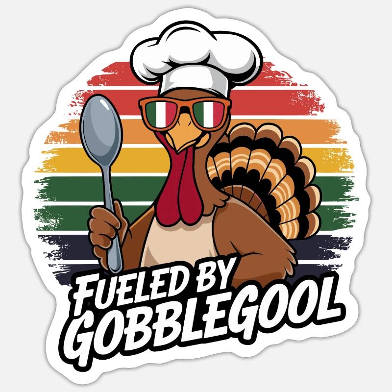 Dinde Thanksgiving Day Gobblegool - Sticker taille S (10 x 10 cm) - blanc mat
