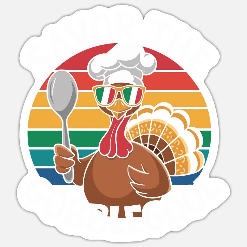Dinde Thanksgiving Day Gobblegool - Sticker taille S (10 x 10 cm) - blanc mat