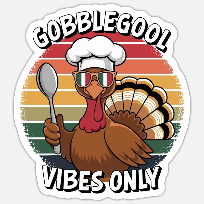 Dinde Thanksgiving Day Gobblegool - Sticker taille S (10 x 10 cm) - blanc mat