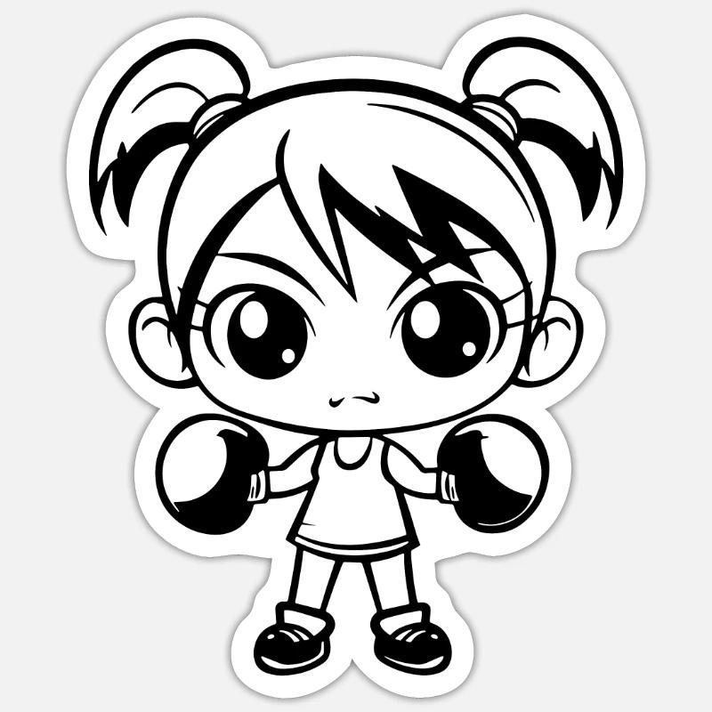 Boxen Mädchen - Sticker Größe S (10 x 10 cm) - Mattweiß