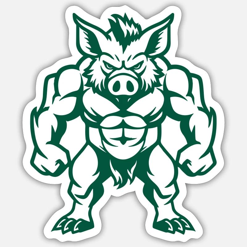 Wildschwein Comic - Sticker Größe S (10 x 10 cm) - Mattweiß
