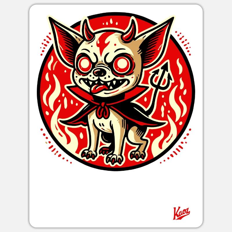 Petit chien Satan de l’enfer - Sticker taille S (10 x 10 cm) - blanc mat
