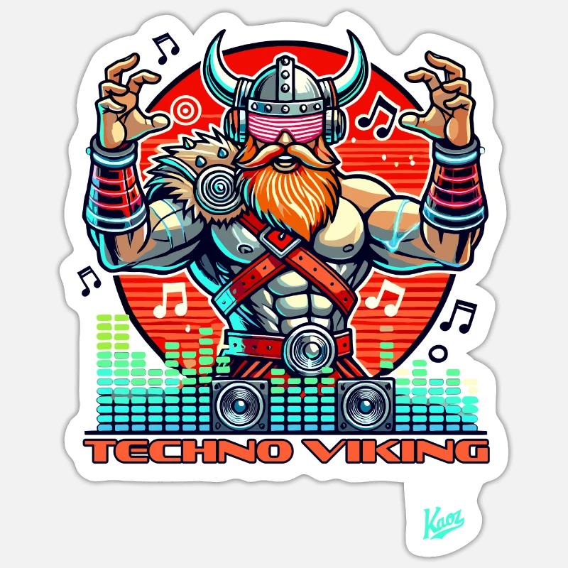 Musique techno Vikings - Sticker taille S (10 x 10 cm) - blanc mat
