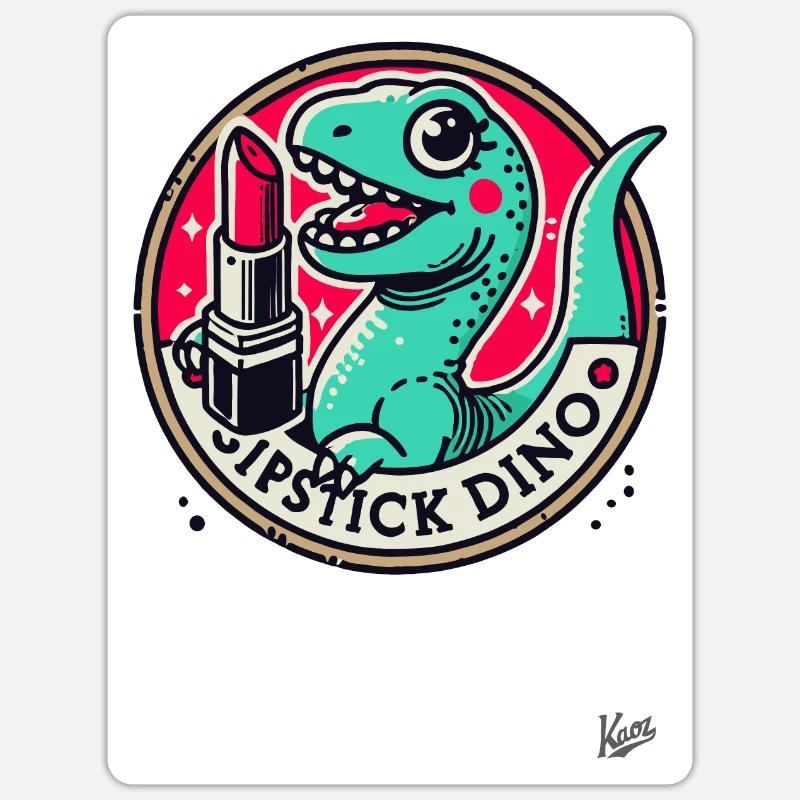 Lippenstift Dino - Sticker Größe S (10 x 10 cm) - Mattweiß