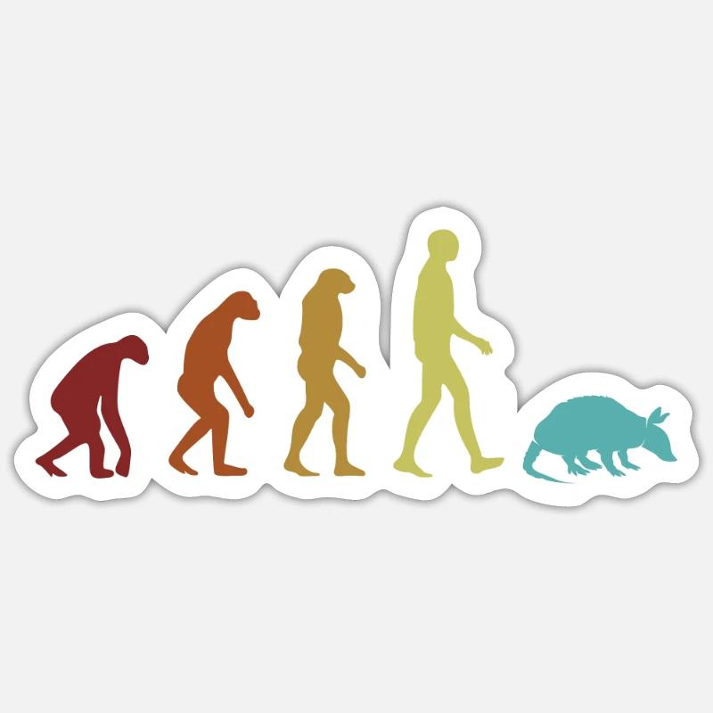 Gürteltier Evolution Rosa Fee Cingulata Liebhaber - Sticker Größe S (10 x 10 cm) - Mattweiß