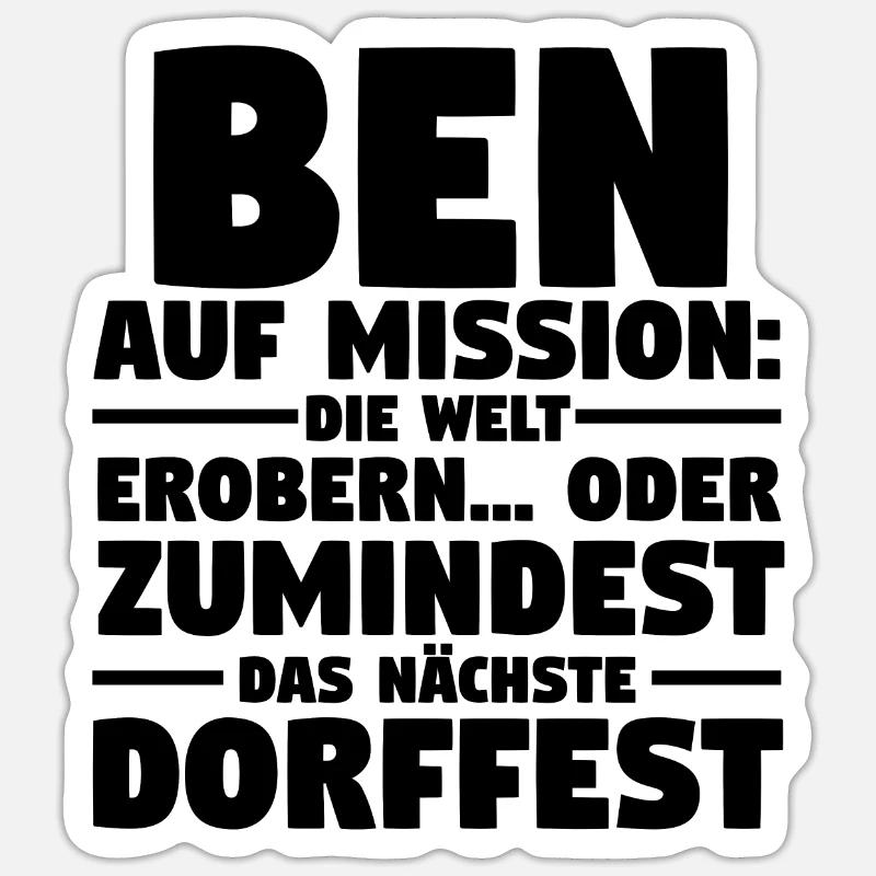 First name Ben - Sticker size S (10 x 10 cm) - white matte