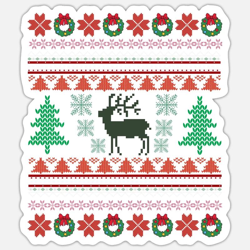 Retro Weihnachtsmuster 2 - Sticker Größe S (10 x 10 cm) - Mattweiß