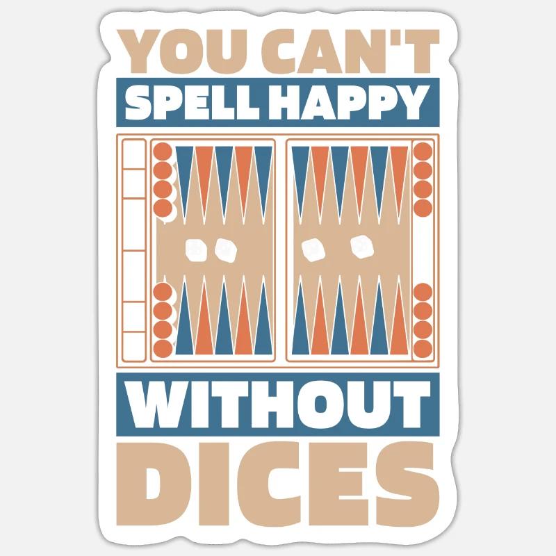 Backgammon - Sticker Größe S (10 x 10 cm) - Mattweiß