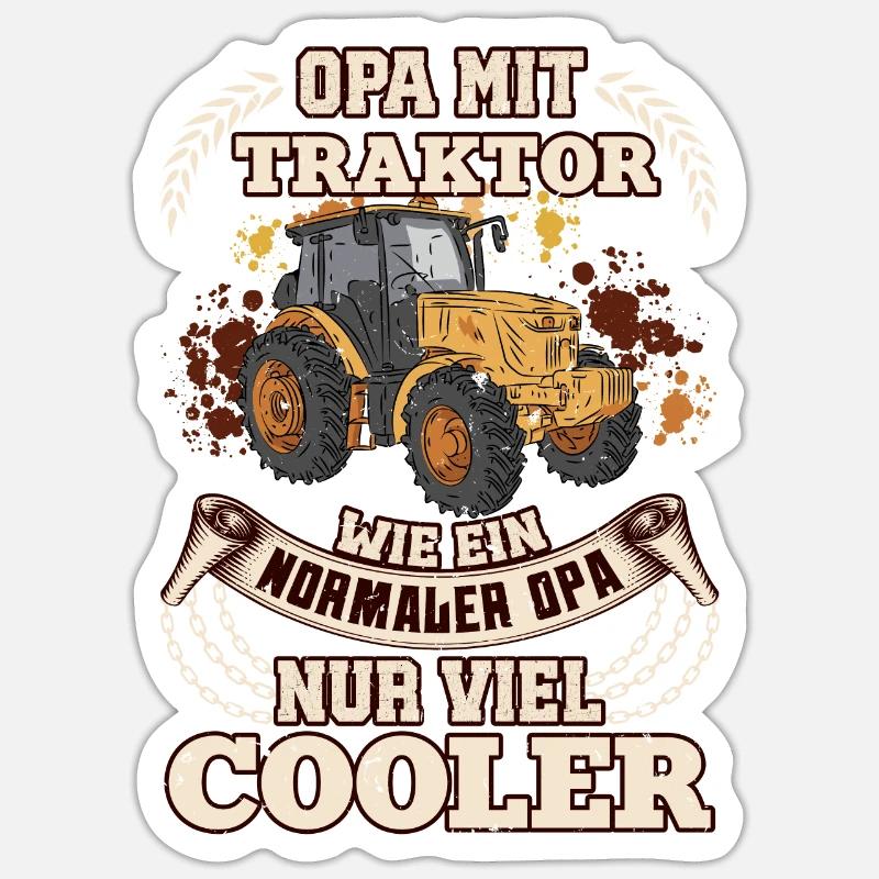 OPA MIT TRAKTOR WIE EIN NORMALER OPA NUR COOLER - Sticker Größe S (10 x 10 cm) - Mattweiß