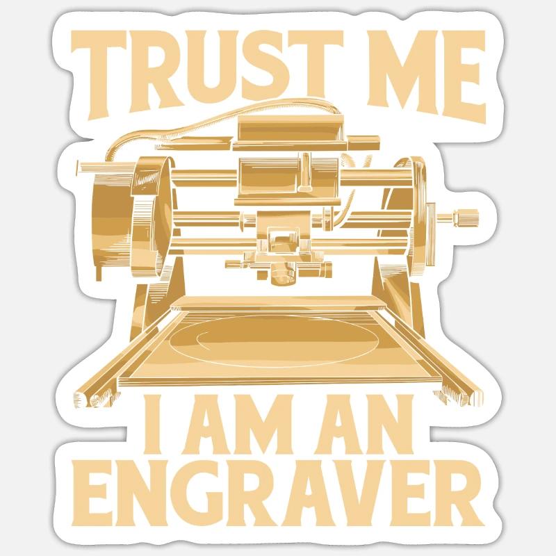 Graveur - Sticker Größe S (10 x 10 cm) - Mattweiß