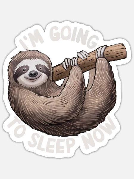 lustiges Faultier Geschenk Idee Tierfreund - Sticker Größe S (10 x 10 cm) - Mattweiß