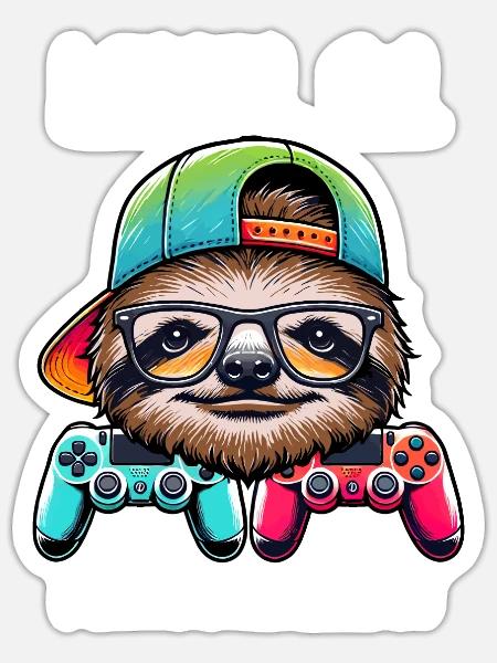 Level 11 Freigeschaltet Gamer Geburtstag Faultier - Sticker Größe S (10 x 10 cm) - Mattweiß