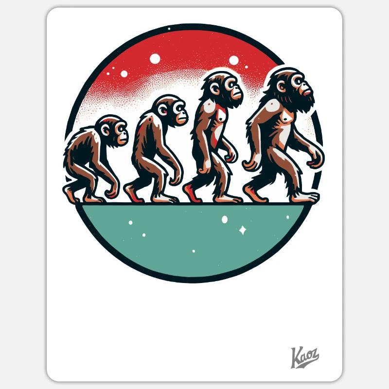 Evolution des Affen - Sticker Größe S (10 x 10 cm) - Mattweiß