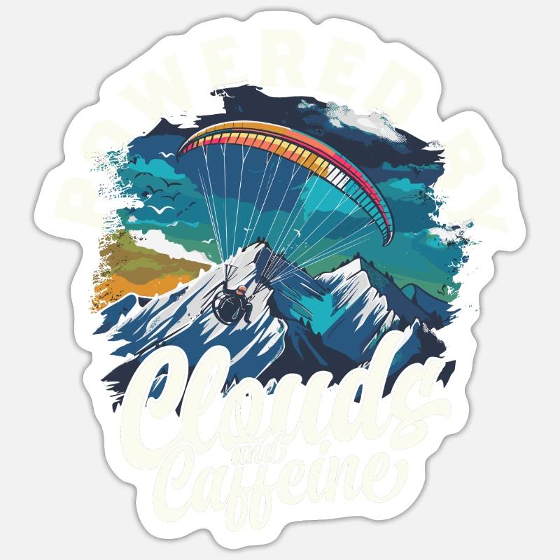 Paramotoring Powered By Clouds And Caffeine Sticker Größe S (10 x 10 cm)