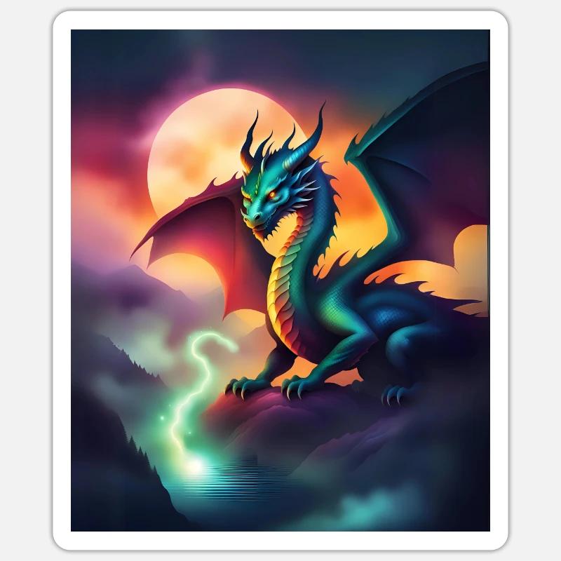 Magical dragon - Sticker size S (10 x 10 cm) - white matte