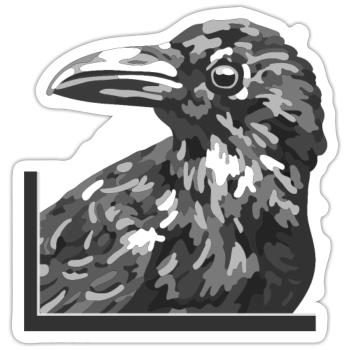 Corbeau, corbeau, corbeau, oiseau noir - Sticker taille S (10 x 10 cm) - blanc mat - Devant