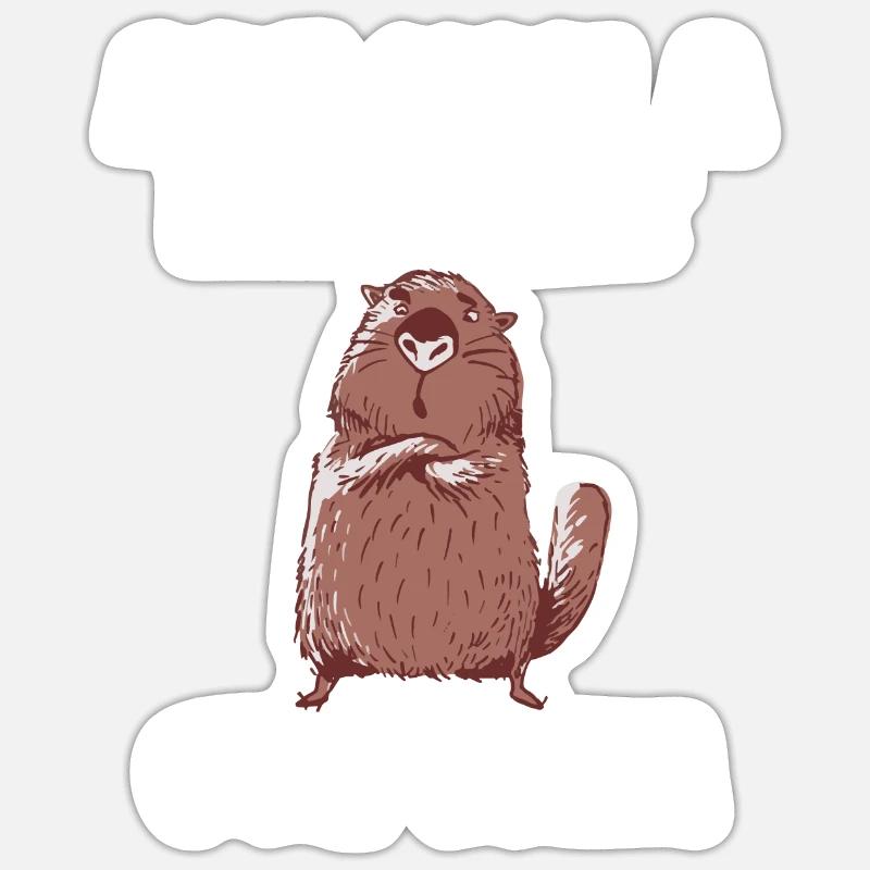 Bist Du Ein Biber? Denn Damm Spruch - Sticker Größe S (10 x 10 cm) - Mattweiß