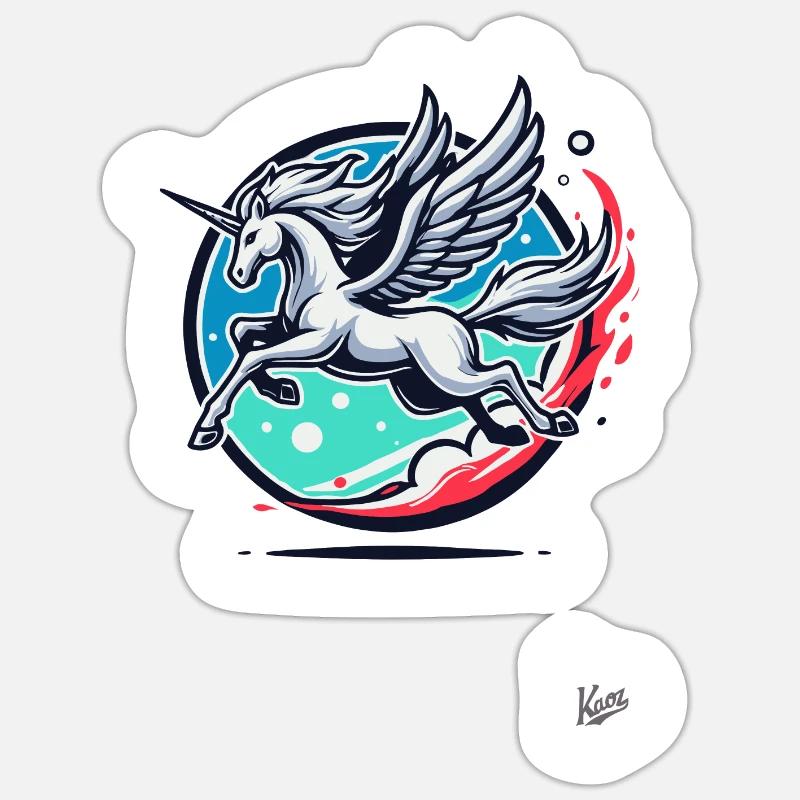 Das Pegasus-Einhorn - Sticker Größe S (10 x 10 cm) - Mattweiß