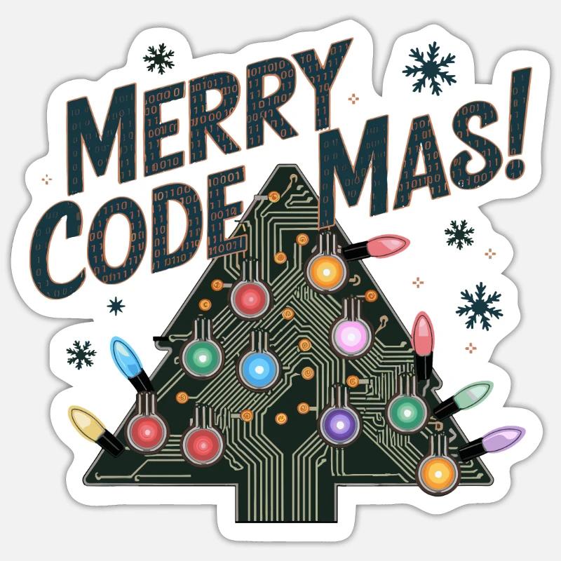 Christmas Merry Code Mas Festive Holidays Sticker size S (10 x 10 cm)