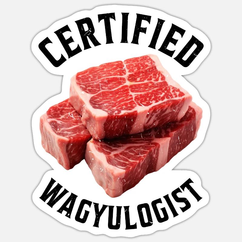 Wagyu Steak - Sticker Größe S (10 x 10 cm) - Mattweiß