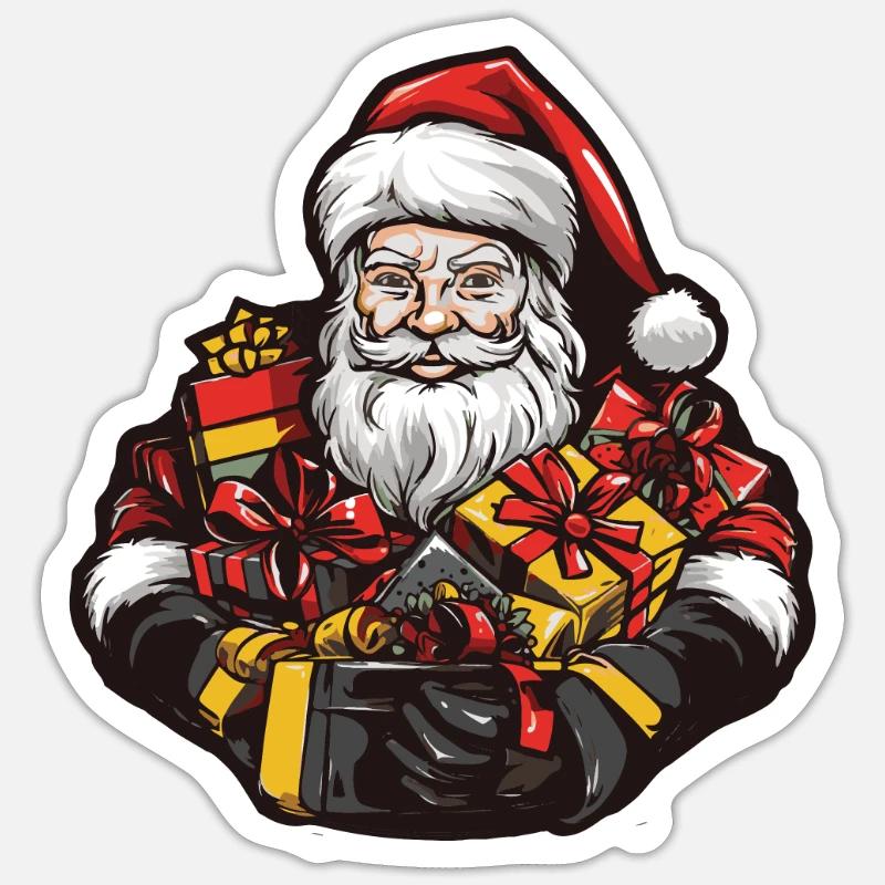 Weihnachtsmann Geschenke - Sticker Größe S (10 x 10 cm) - Mattweiß