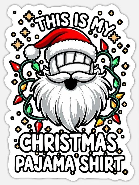 Volleyball Mit Mütze Weihnachten Pajama Frauen - Sticker Größe S (10 x 10 cm) - Mattweiß