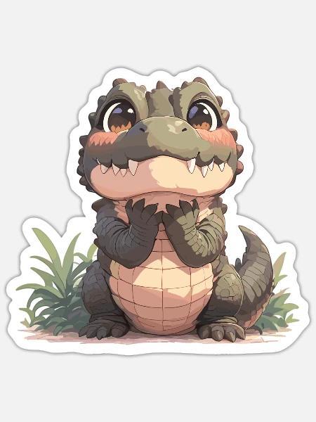 Krokodile Krokodil - Sticker Größe S (10 x 10 cm) - Mattweiß