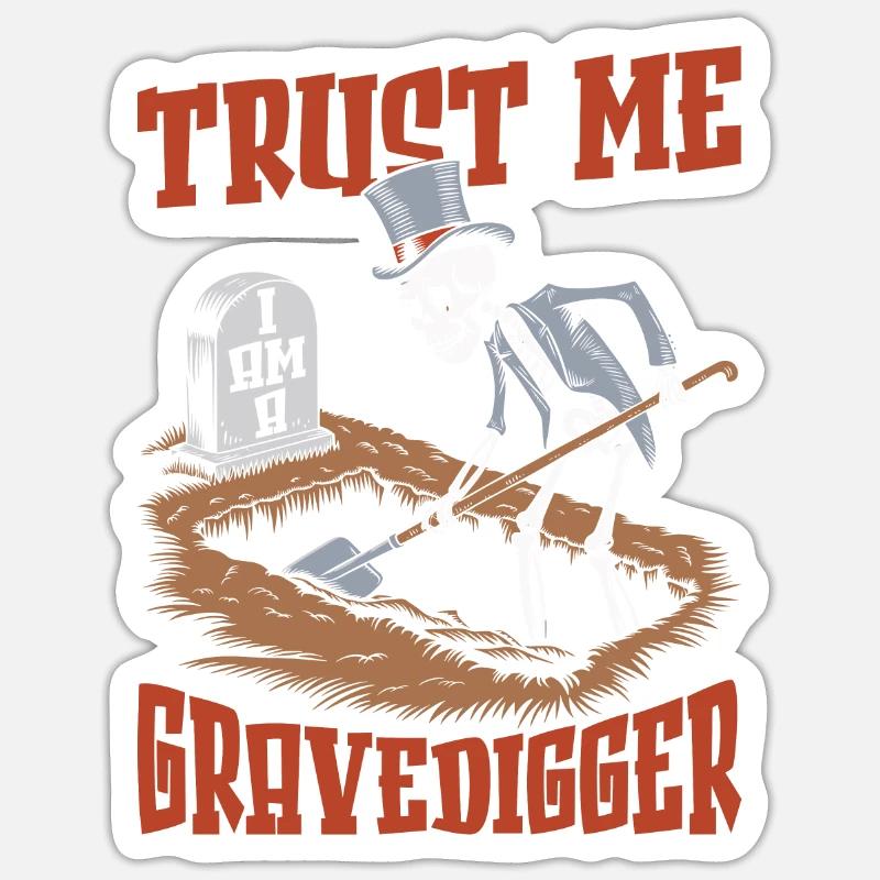 Fossoyeur Assistant funéraire - Sticker taille S (10 x 10 cm) - blanc mat