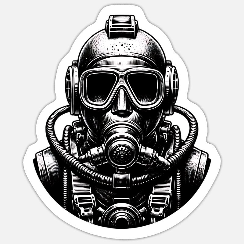 Plongeurs - Sticker taille S (10 x 10 cm) - blanc mat